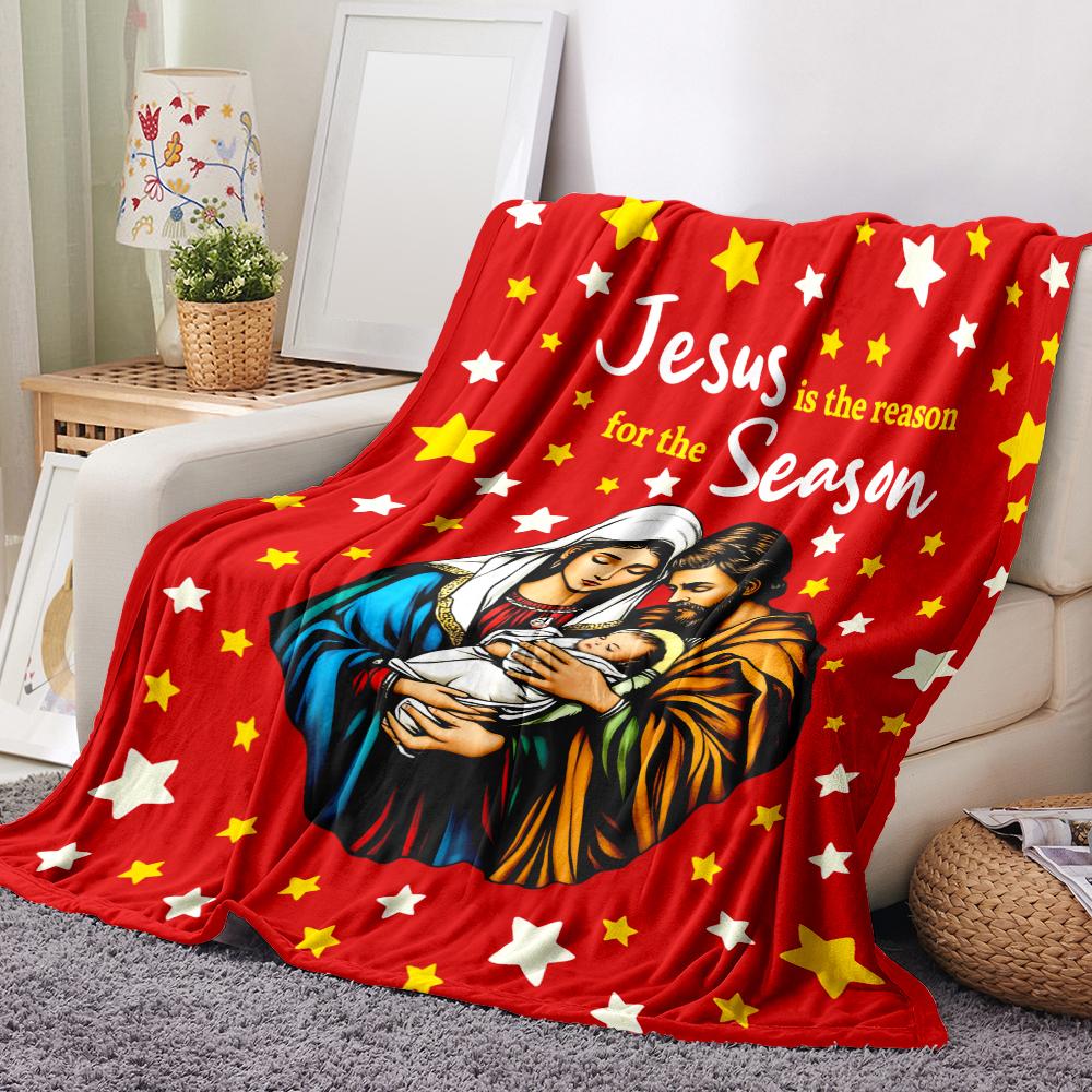 Christmas Blanket Nativity Christian Religious Decorations Jesus is The Reason for The Season for Home Sofa Couch and Bed