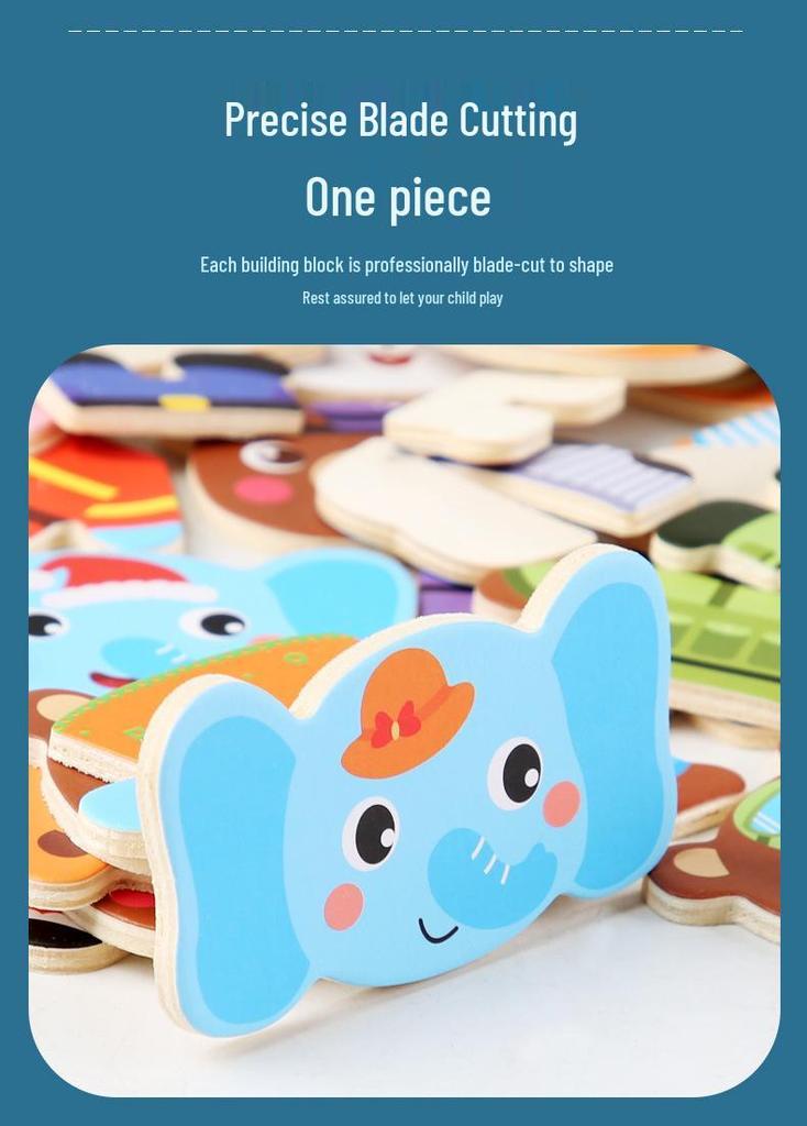 Wooden Dress-Up Puzzle: Four Little Rabbits & Bears 