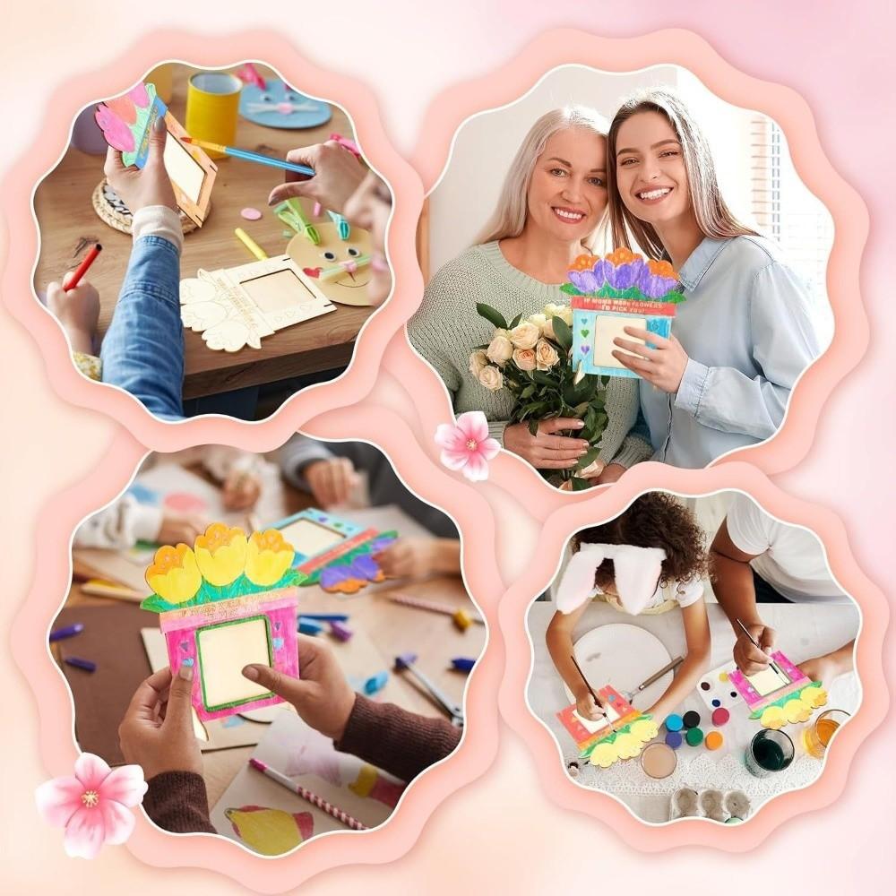 Unfinished Wooden Picture Frame Flower Mother's Day Frame Creative Craft Poster Frame  Home Decor