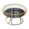 Wire Fruit Basket with Glass Tray Marble-Style Elevated Pedestal