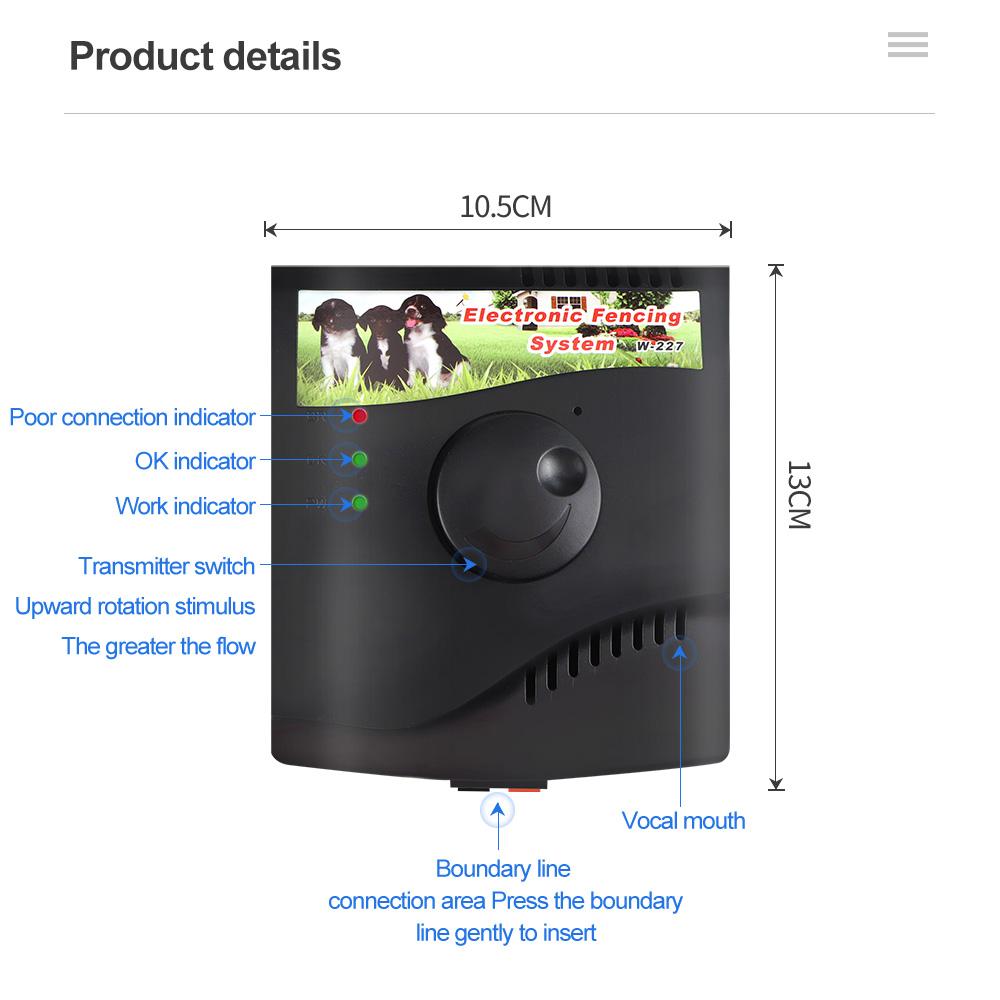 W-227 Pet Dog Electronic Fence Rechargeable Dog Training Collar Receivers Pet Containment System for Dog Supplies