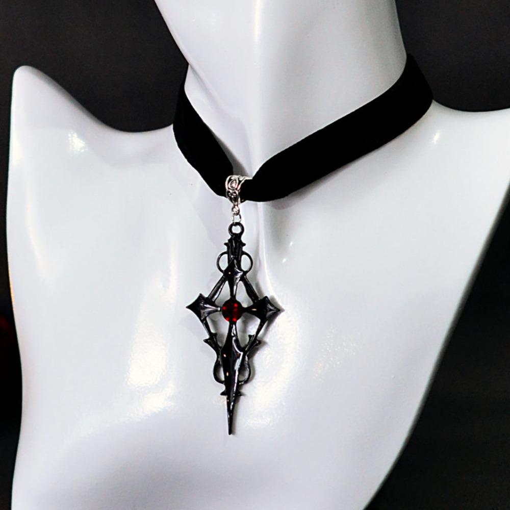 Gothic Punk Black Hollowed-out Cross Pattern Red Rhinestone Dangle Earrings for Women Hallowmas Party Personality Jewelry Gifts