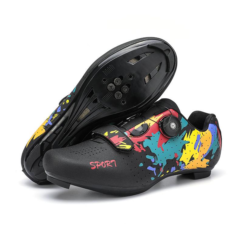 

Unlocked cycling shoes mountain bike lock graffiti men s and women s road bike hard bottom off-road power bike 47