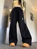 Women's Navy Three-Stripe Wide-Leg Track Pants - Spring/Autumn Casual Loose Fit