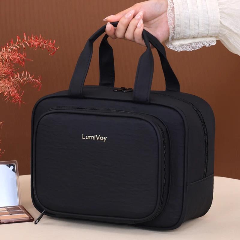 Waterproof classification multi-layer patch bag makeup bag, women s portable large capacity high-end handbag makeup storage bag