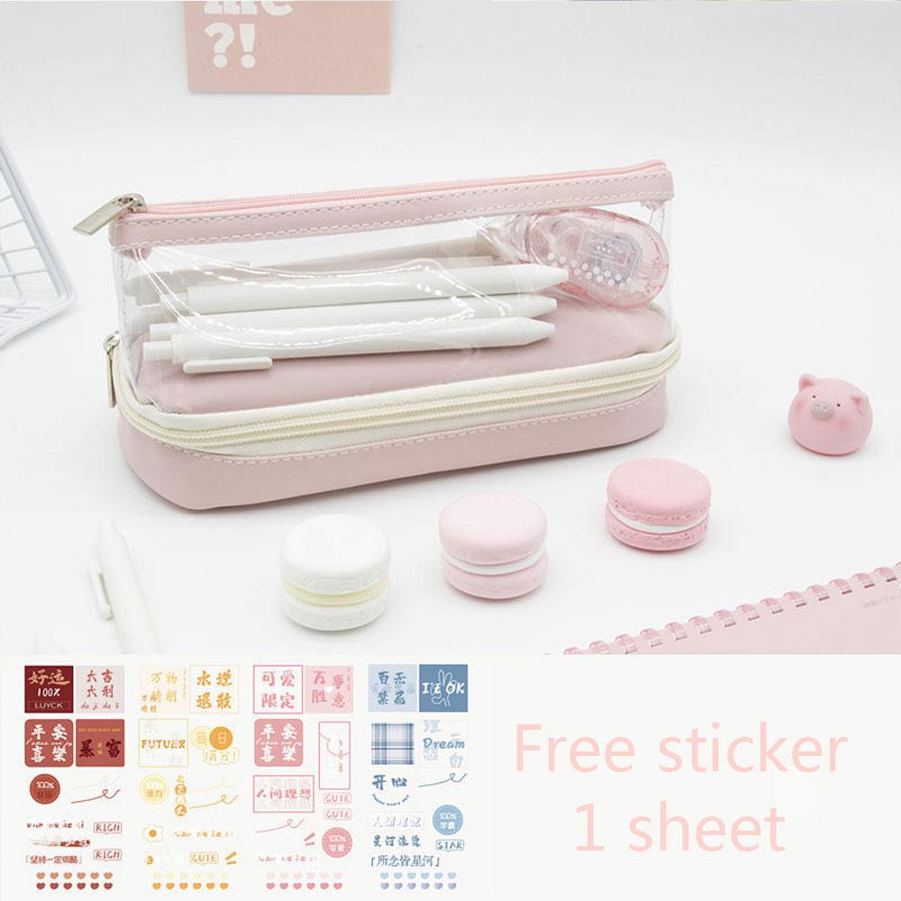 Transparent Pen Bag Double Layer Large Capacity Portable Student Stationery Supplies Junior High School Study Stationery Bag