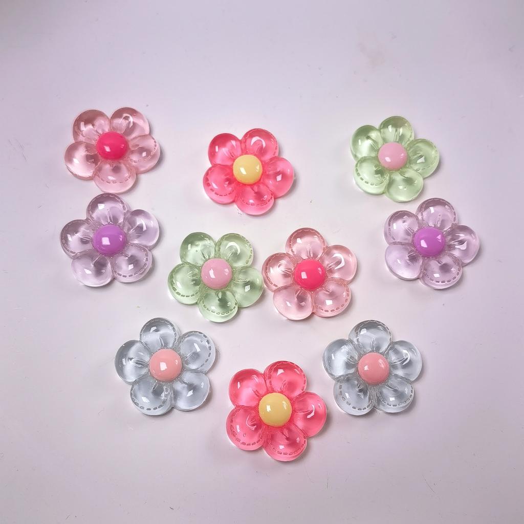 Hot Selling 100Pcs Transparent Resin Flower Cabochons Flat Back Floral Beads Slime Charms Ornaments for Scrapbooking DIY Crafts