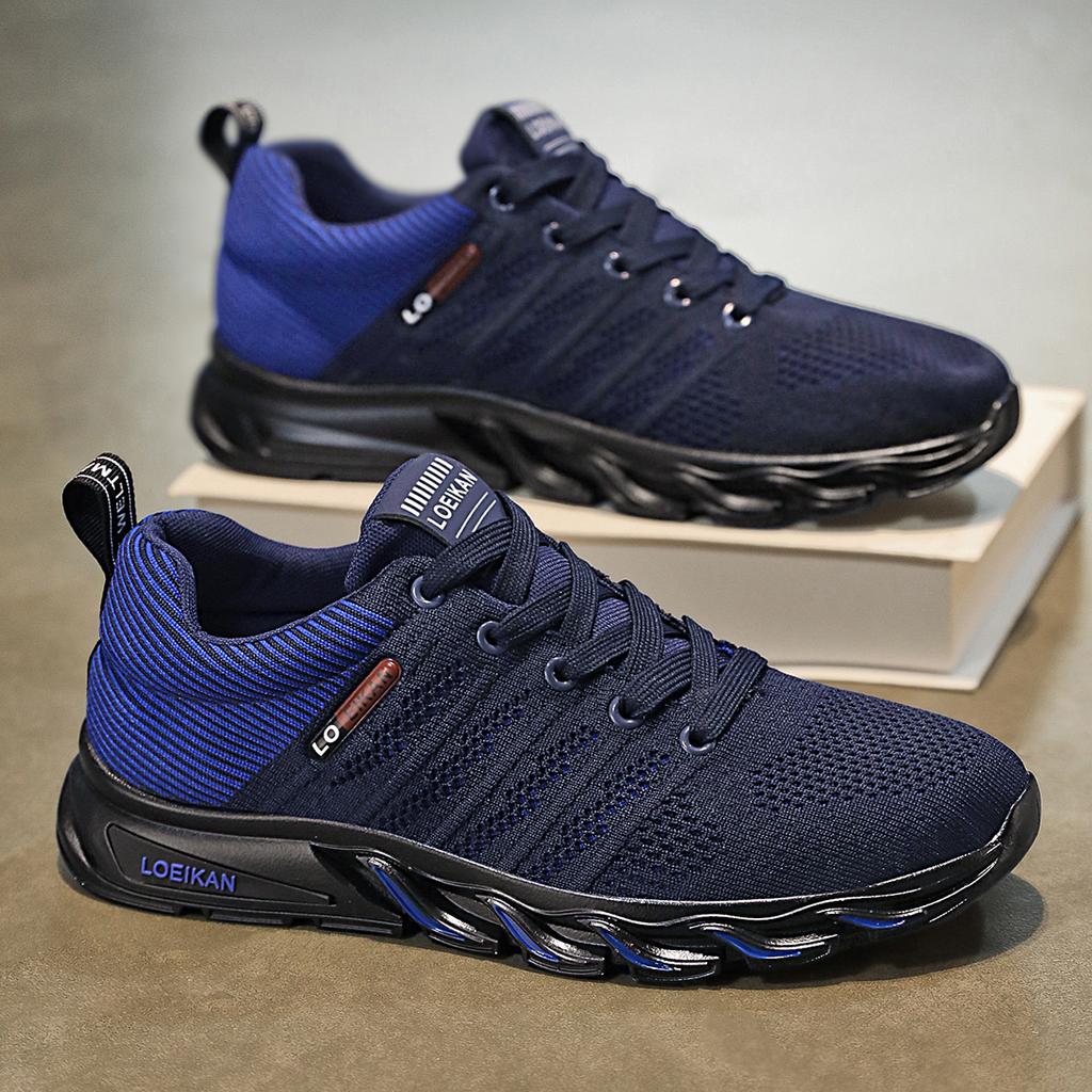 Men's Breathable Running Shoes Lightweight and Fashionable Sports Shoes Spring Summer Outdoor Black Mesh Breathable Casual Shoes