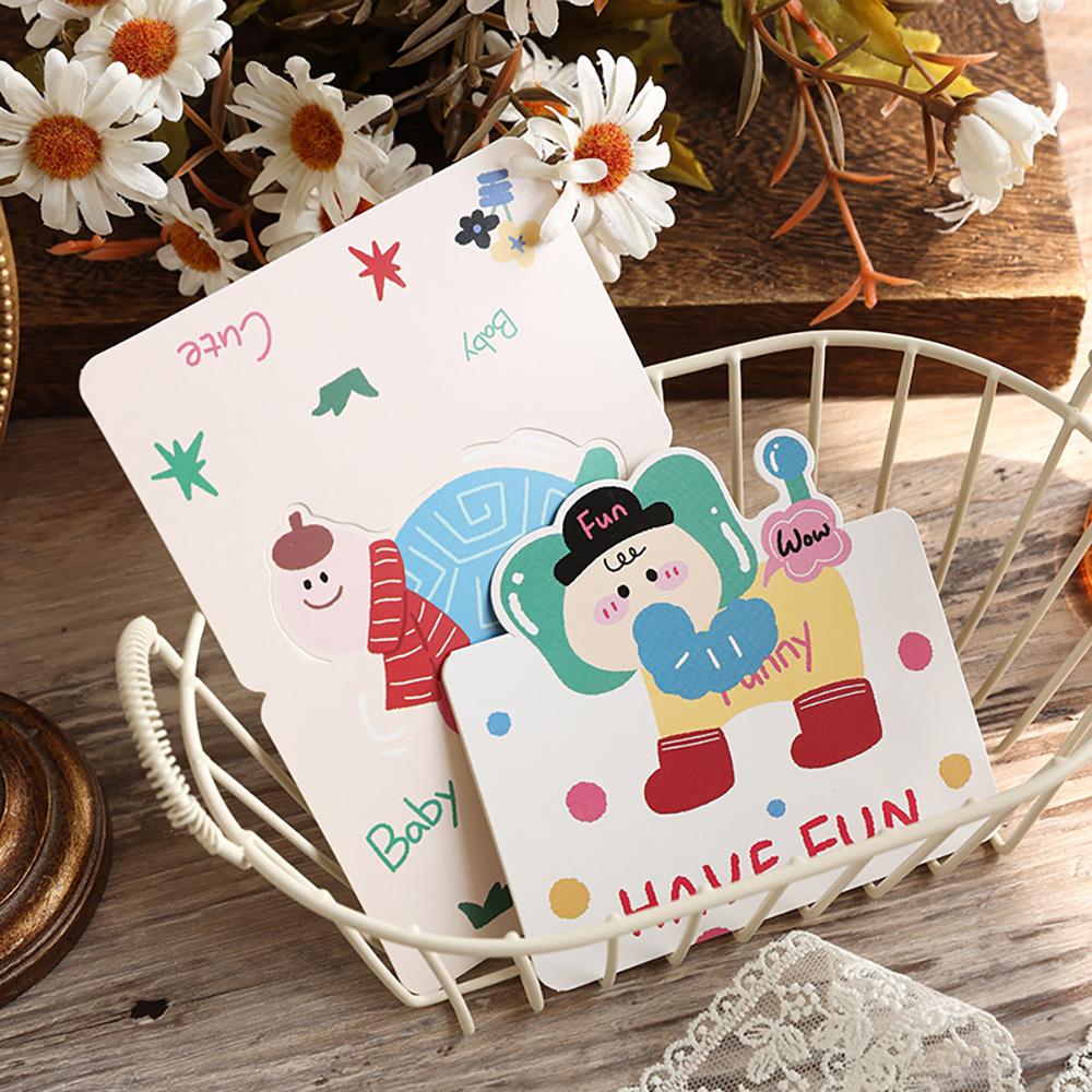 6-pcs Cartoon Greeting Card, 3D Card, Handwritten Gift, Message Card, Happy Birthday Card, Thank You Card