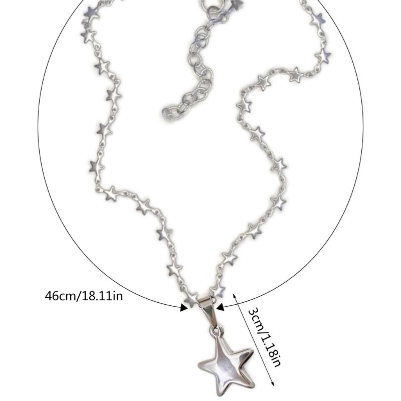 Y2k Accessory Aesthetic Star Pendant Necklace for Women Cool Hip Hop Pentagram Chain Necklaces Women Girls Jewelry Gift