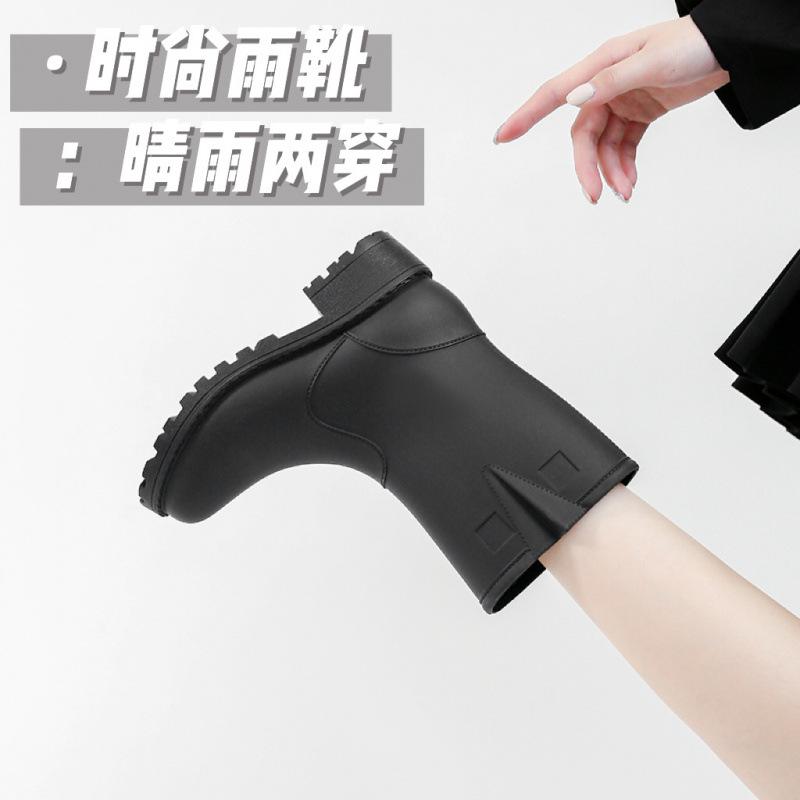 Rain shoes women's new high-heeled waterproof and non-slip rain boots medium tube fashion rubber shoes overshoes integrated outdoor water boots