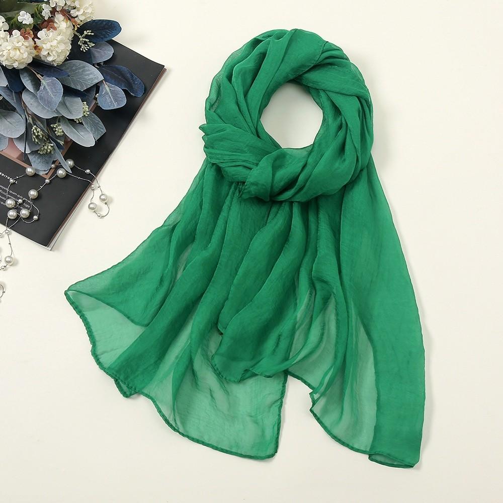 Solid Color Chiffon Scarf Thin Shawl Silk Elegant Wrap Hijab  Spring