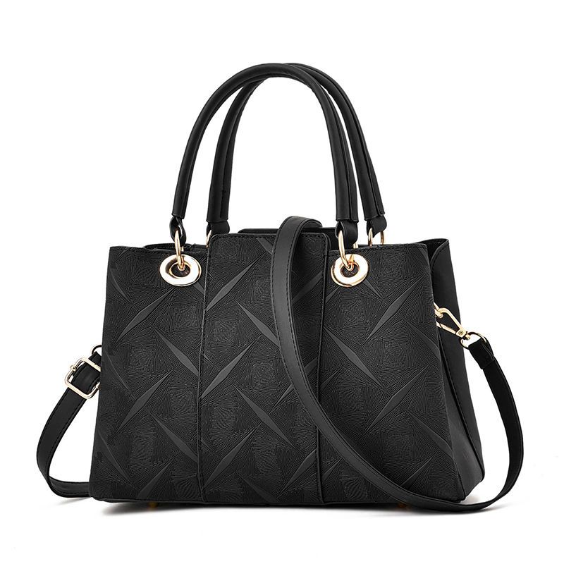 Temperament Middle-aged Women's Bag Fashion Leather Bag Large Capacity Handheld Straddle Shoulder Mother Bag Handheld Big Bag