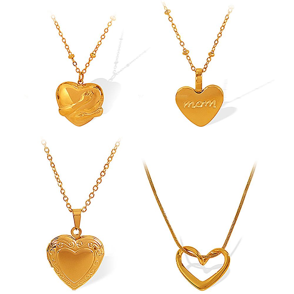 Love Photo Frame Necklace Lettering Mom Heart Pendant Light Luxury Fashion Versatile Necklace Women