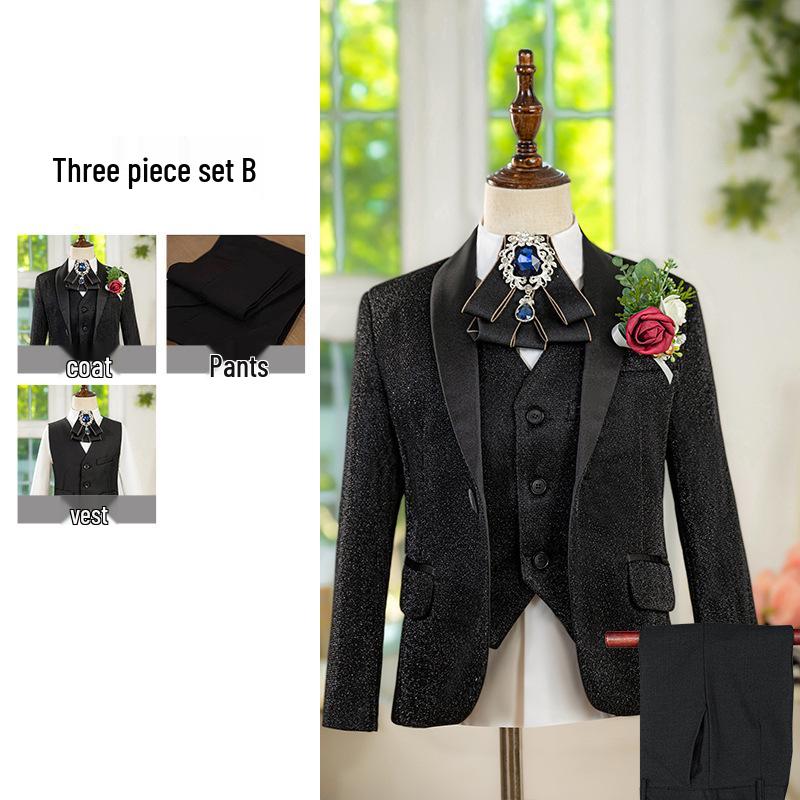 Boys' Silver Sequin Suit Set - Performance & Ceremony Outfit