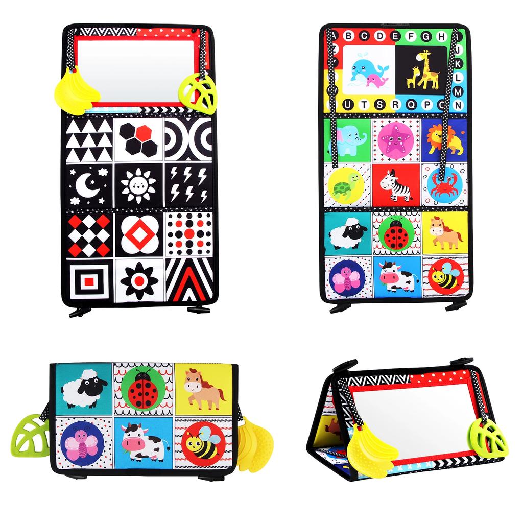 Baby Cloth Book with Distorting Mirror - Soft Cartoon Montessori Toy for Parent-Child Interactive Early Education