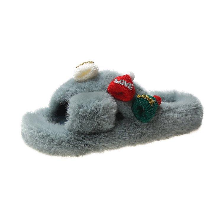 Christmas Elk Cotton Slippers For Women New Halloween Bedroom Soft Winter Indoor Shoes Warm Closed Toe Plush Cotton Slippers
