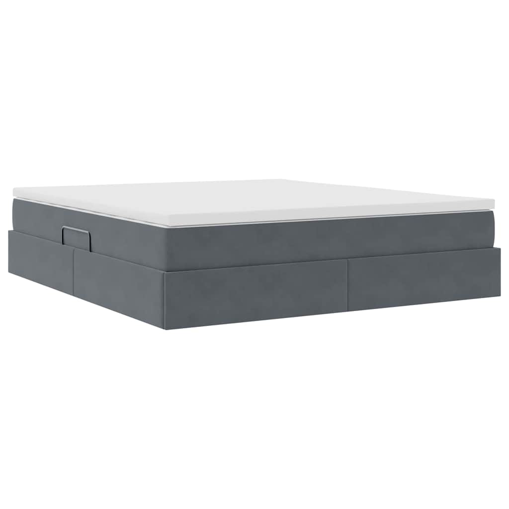 Storage Bed with Mattress Dark Gray 160 x 200 cm Velvet