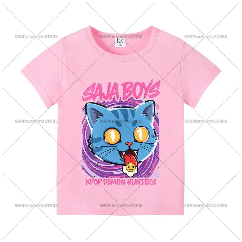 

Kpop Охотники на демонов Детская одежда Мультяшное аниме Футболка с коротким рукавом Милые топы Рубашки Харадзюку Повседневная футболка для мальчика и девочки Подарок size 110cm
