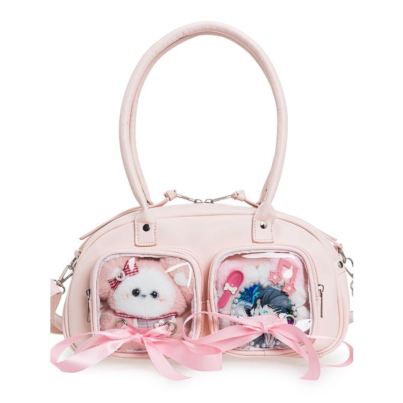 College style two-dimensional ribbon bow transparent doll large capacity versatile shoulder armpit bag