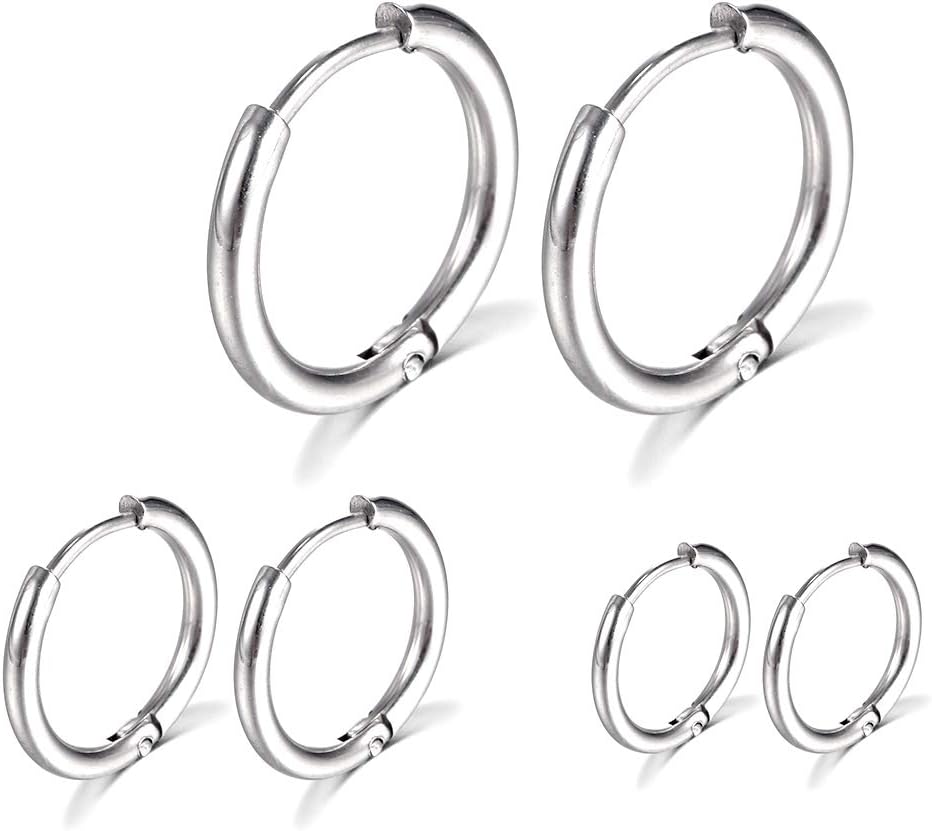 

Набір простих сережок-кілець для жінок. Сережки-кільця з хірургічної сталі. Легкі. Гіпоалергенні. Крихітні маленькі кільця для дівчаток, чоловіків. 3 Pairs 12mm