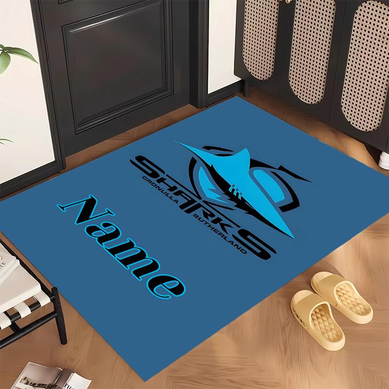 Cronulla Sutherland Sharks (1) Personalized Name Office Carpet Stylish Decor for Living Room Bedroom Kitchen