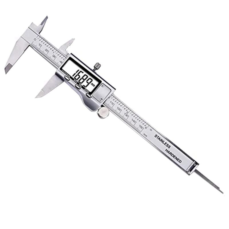 Digital Caliper Measuring Tool, Digital Micrometer, Stainless Steel Vernier Caliper, Inch/Mm Conversion (6 Inch/150 Mm) серебряный