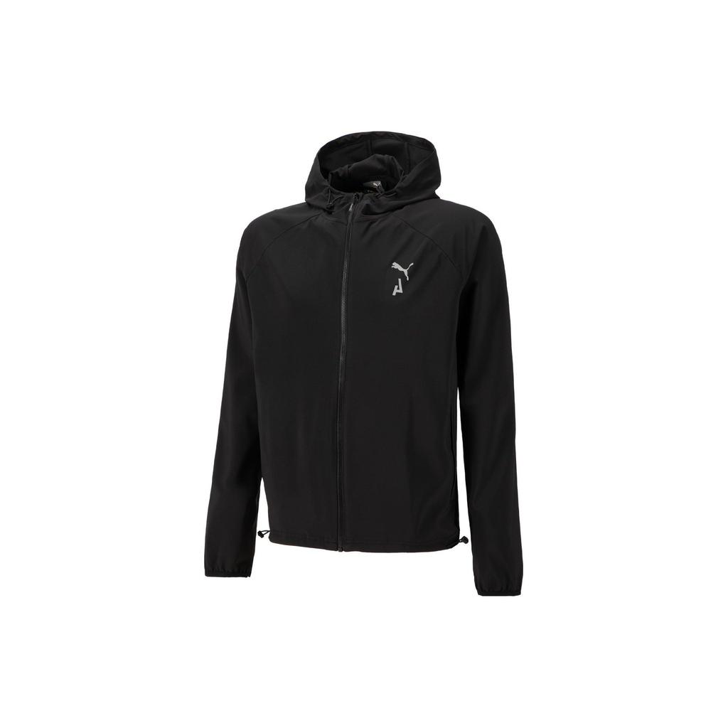 Puma Solid Color Zipper Hooded Woven Jacket Men Jackets Black 524156-01