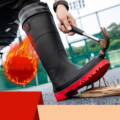 Anti Smashing Rain Boots Men's High Tube Water Boots Industrial Water Shoes Labor Insurance Industrial and Mining Construction Site Rain Boots