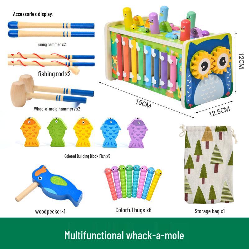 

Набор детских деревянных развивающих игрушек: Слоновье пианино, Динозавр-ударь-крота, Трактор, Игра на соответствие для игры родителей с детьми