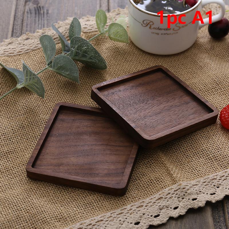 Tea Coffee Cup Pad Placemats Decor Walnut Beech Wood Coasters Durable Heat Resistant Square Drink Mat Bowl Teapot