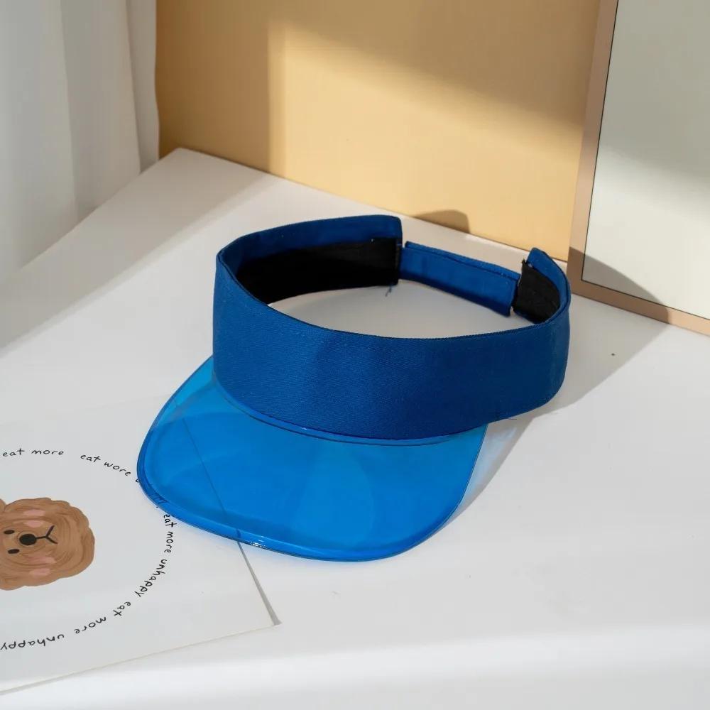 Fashion UV Protection Leopard Print Visor Cap Sunscreen Solid Color Transparent Hollow Hat Adjustable Cool Sun Hat Hiking