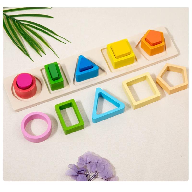 Montessori Wood Toys for Kids Wooden Sorting Stacking Toys for Baby Toddlers Educational Shape Color Sorter Preschool Kids Gifts