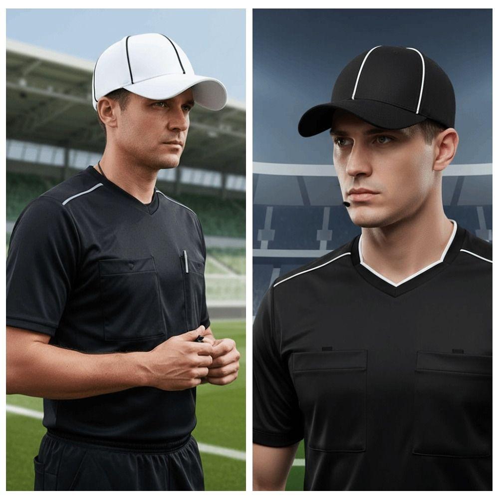 Adjustable Professional Referee Baseball Cap Casquette Sunshade Sports Hat with Contrast Trim Versatile Polyester