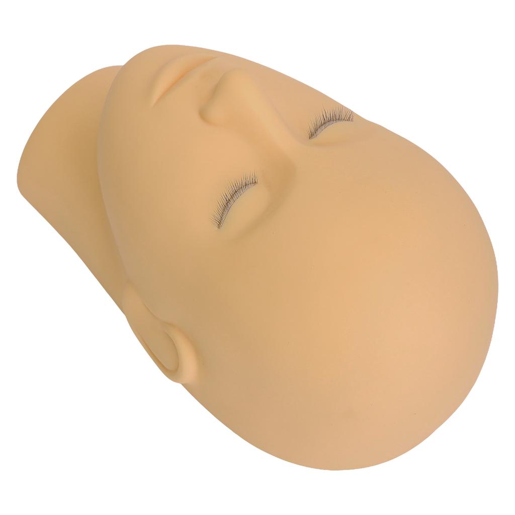 Eyelash Extension Mannequin Head 3 Layer Lashes Makeup Beauty Silicone Practice Training Doll Head Light Coffee