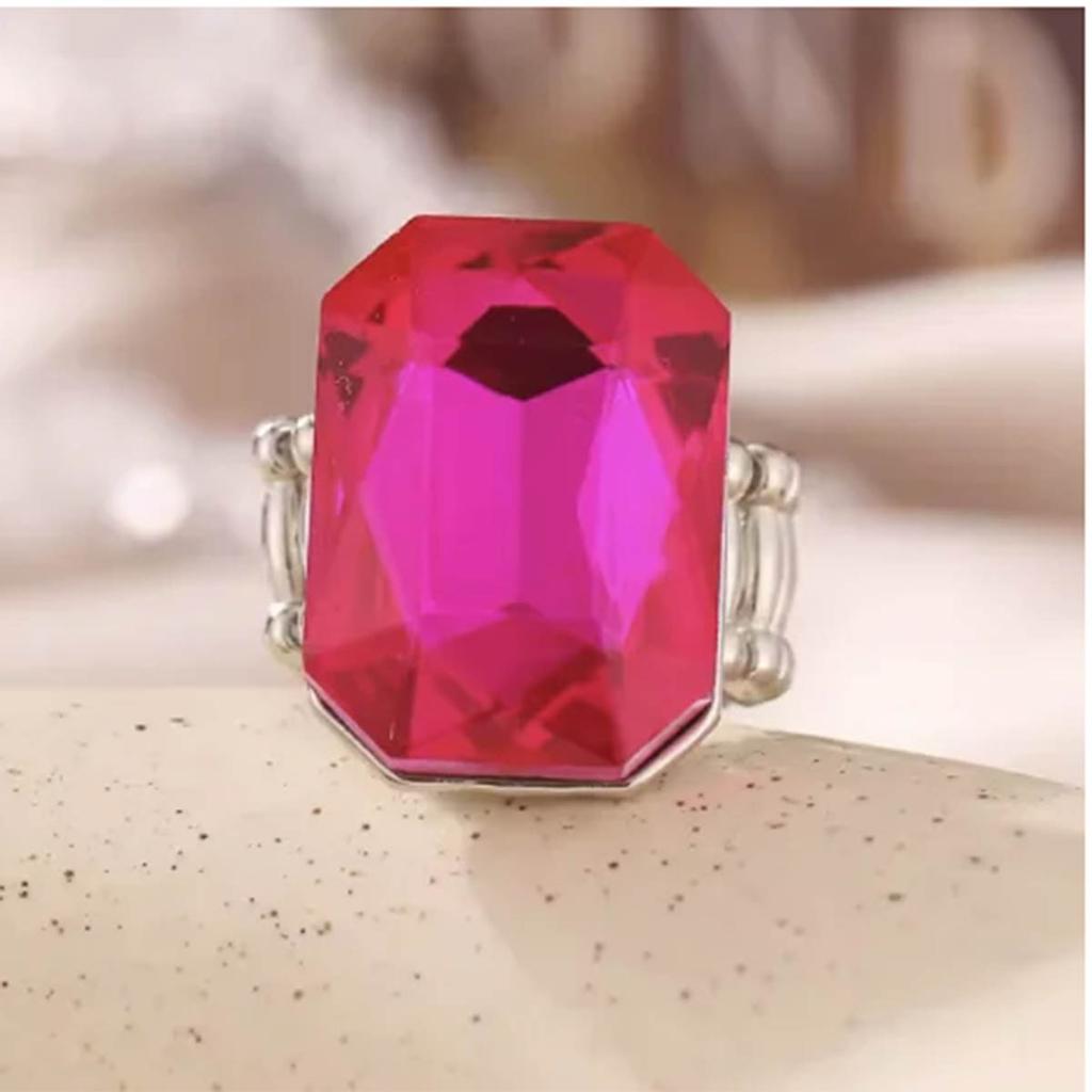 Personality Elegant 7 Colors Big Ring For Women Big Resin Stone Fashion Elastic Stretch Finger Rings Christmas Jewelry