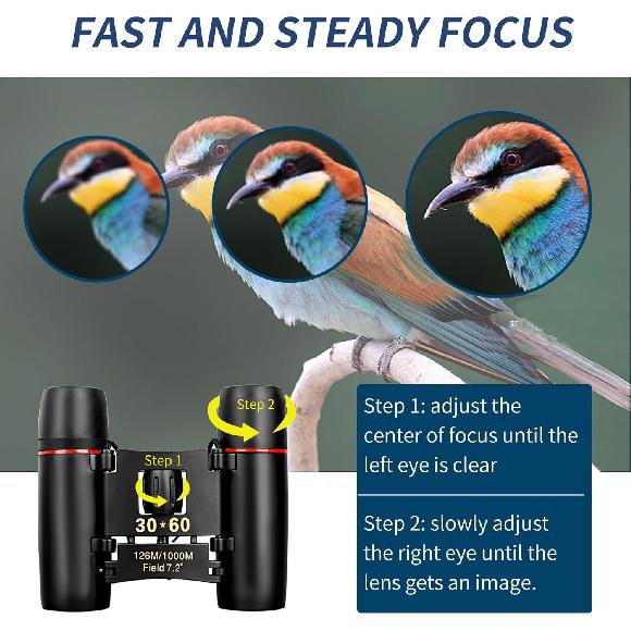 Kompaktes Fernglas für Erwachsene und Kinder, HD Mini Tragbares Outdoor-Fernglas Kinder, Taschenformat Leicht Faltbar für Vogelbeobachtung, Jagd, Konzert,
