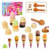 20 Piece Ice Cream Stacking Toys For Kids 3+, Montessori Sensory Play Set With Scoops,Cones,Pretend Kitchen Toys Develop Motor Skills,Vibrant Colors