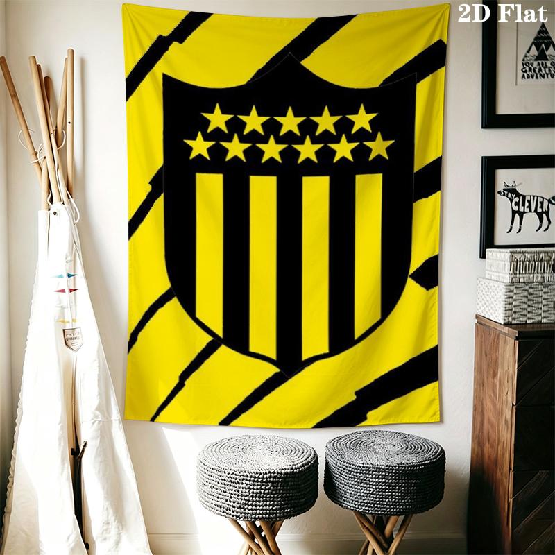 Penarol Fußballverein Wandteppich Ästhetisches Wandbehang Gedruckter Stoffdecke Dekorative Wandteppiche für Schlafzimmer Wohnzimmer Heimdekoration