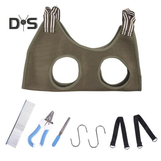 

Гамак для ухода за собаками для ухода за когтями домашних животных Дышащая сетка Помощник по уходу за кошками и собаками с кусачками для когтей Идеально подходит для маленьких и средних домашних животных L зелёный