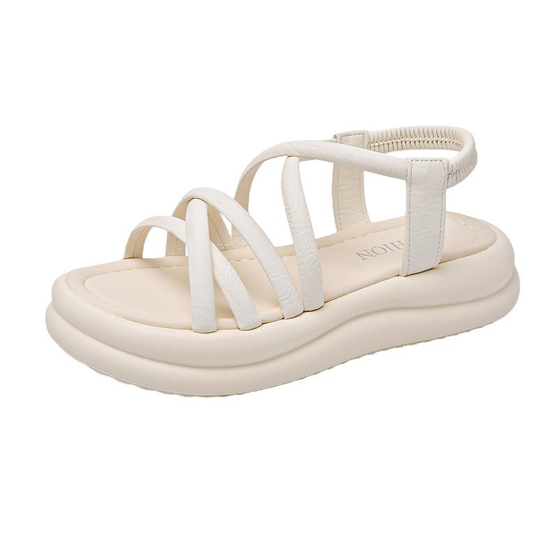 Platform Sandals Women's 2025 Summer New Outer Wear Soft Sole with Skirt Cross Strap Beach Shoes
