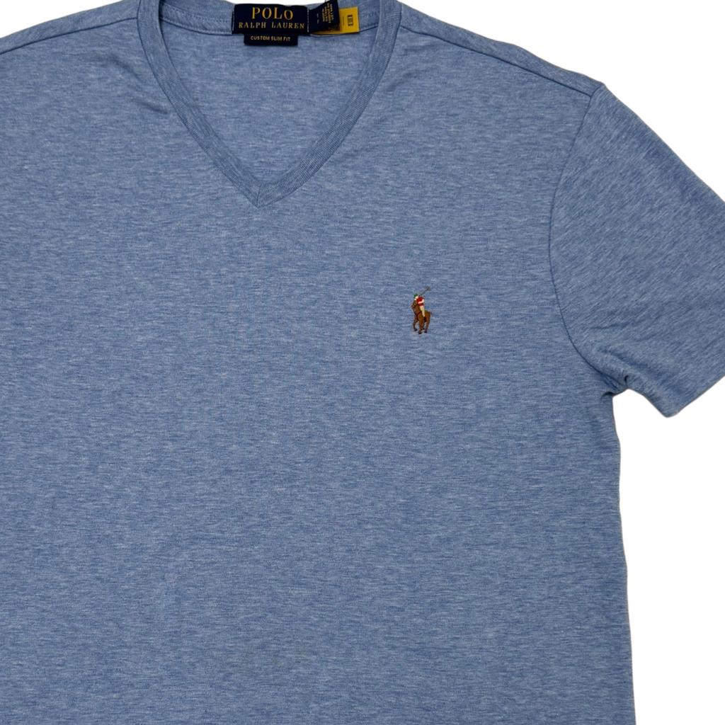 Polo Ralph Lauren Custom Slim Fit V-Neck Colorful Pony Logo Embroidered Short Sleeve T-Shirt Men Tops 710866052-005