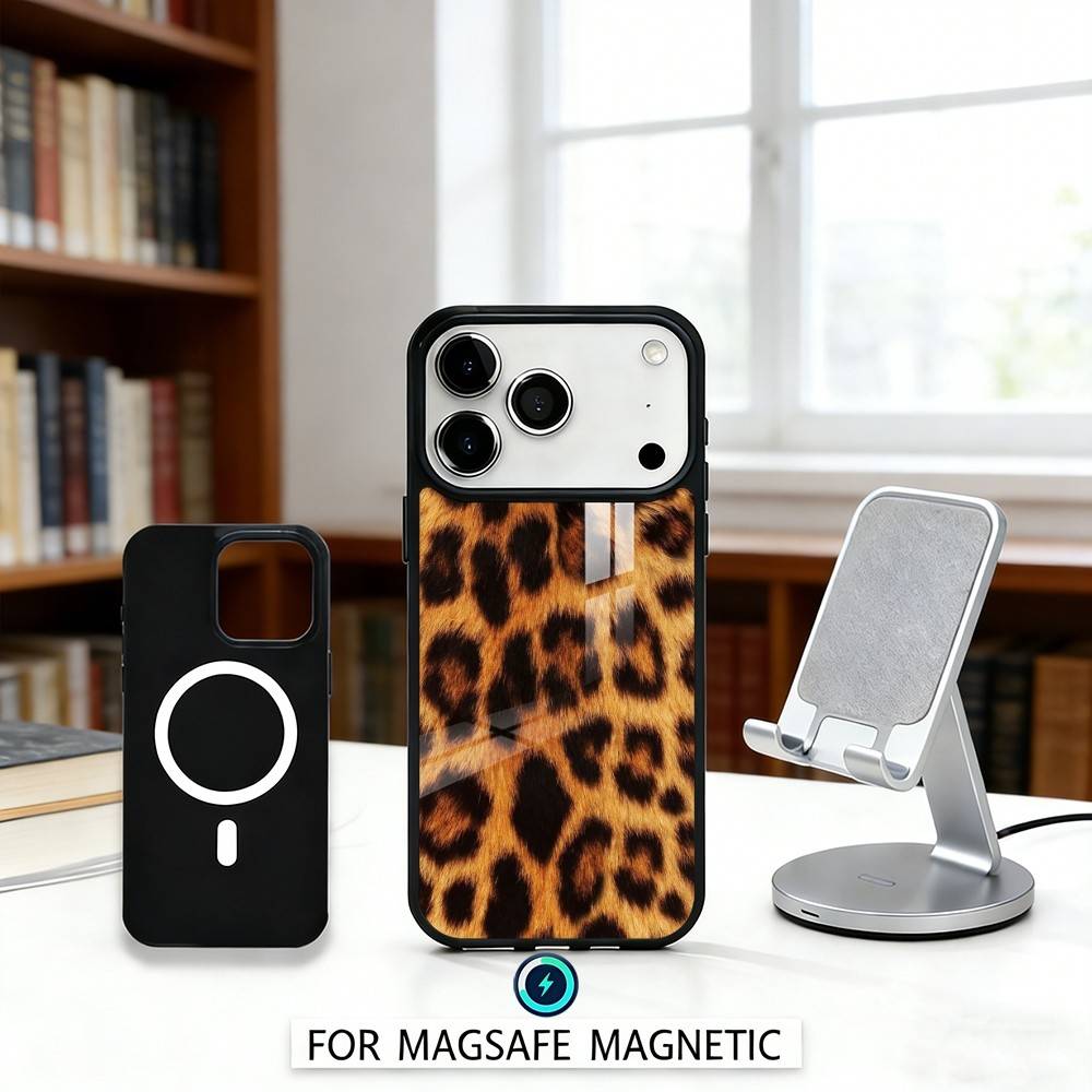 F-Fashion T-Tiger Leopard Print Phone Case Magnetic For iPhone17 16 15 14 13 12 Pro Max For Magsafe Wireless Charging Cover