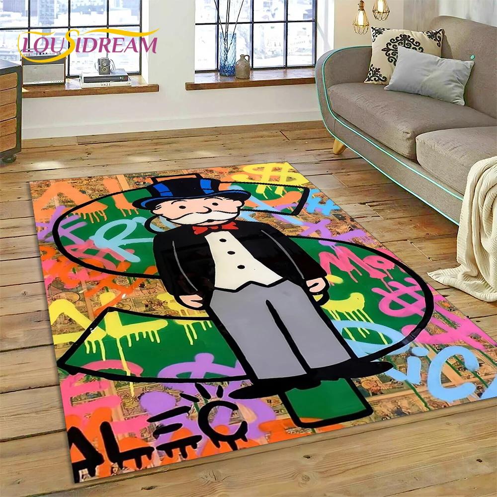 Spiel Dollar Monopoly Cartoon Geld Teppich für Wohnzimmer Schlafzimmer Heimdekoration, Bodentuch Rutschfeste Dekoration für Sofa Fußmatte