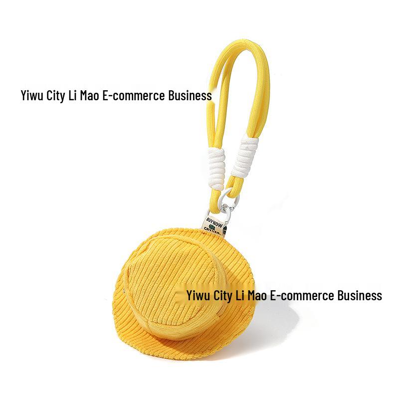 Corduroy Mini Bucket Hat Keychain: Cute Earphone Bag & Coin Purse
