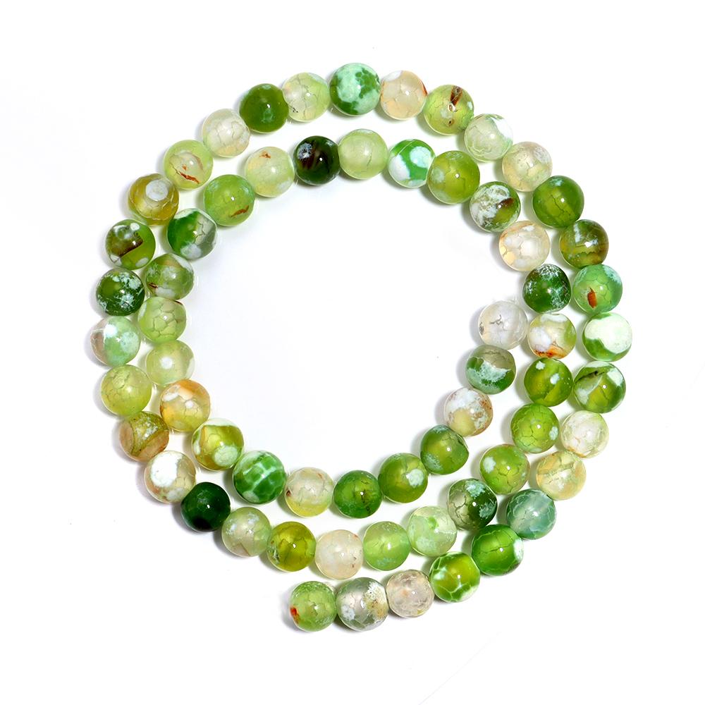 

6 8 10mm Natural Fire Agates Stone Beads Fruit Green Round Loose Gemstone Bead For Jewelry Making DIY Bracelet Necklace Supplies