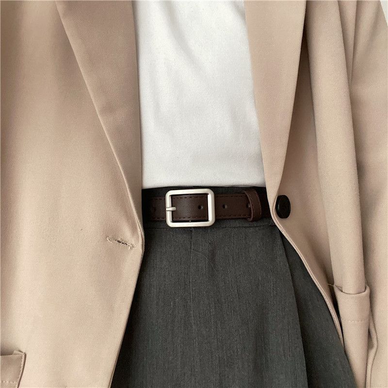 

Регулируемый женский джинсовый ремень из искусственной кожи в классическом черном и коричневом цвете для всех случаев жизни Rectangle Brown