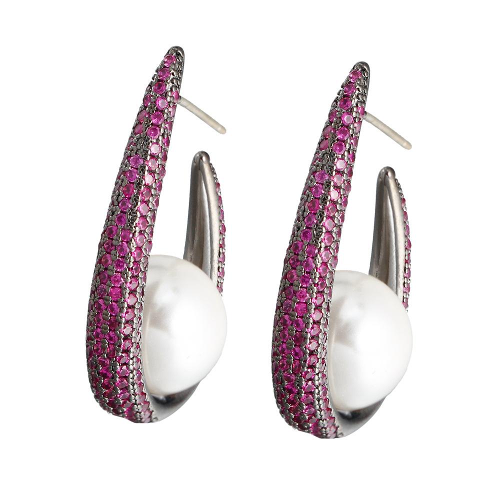 Dafang Pearl Needle Earrings Copper Gold Plated Zircon Earrings