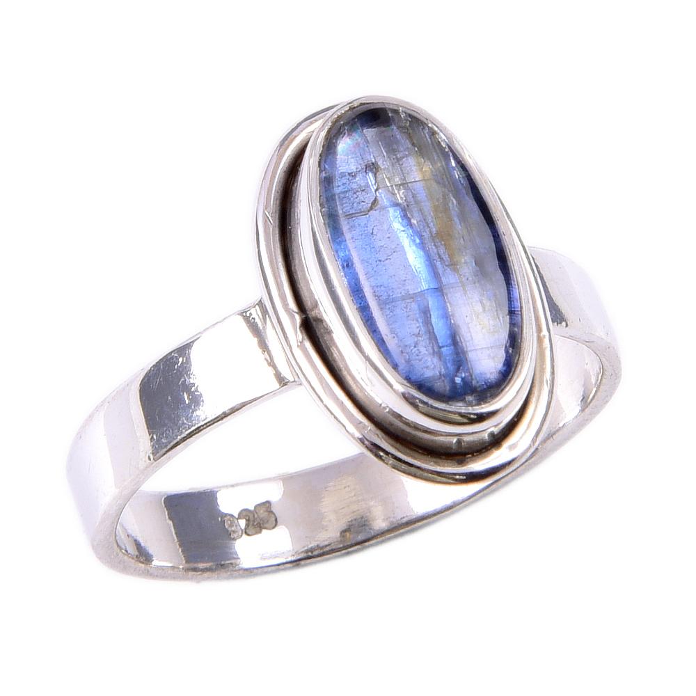 Natural Kyanite Gemstone Handmade 925 Solid Sterling Silver Gift Ring S.7 Z6n58