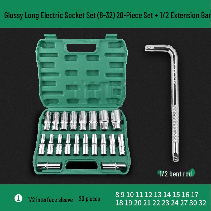 Comprehensive Electric Wrench Kit: Large, Medium, Small Socket Set with Air and Electric Wrench Tool Attachments